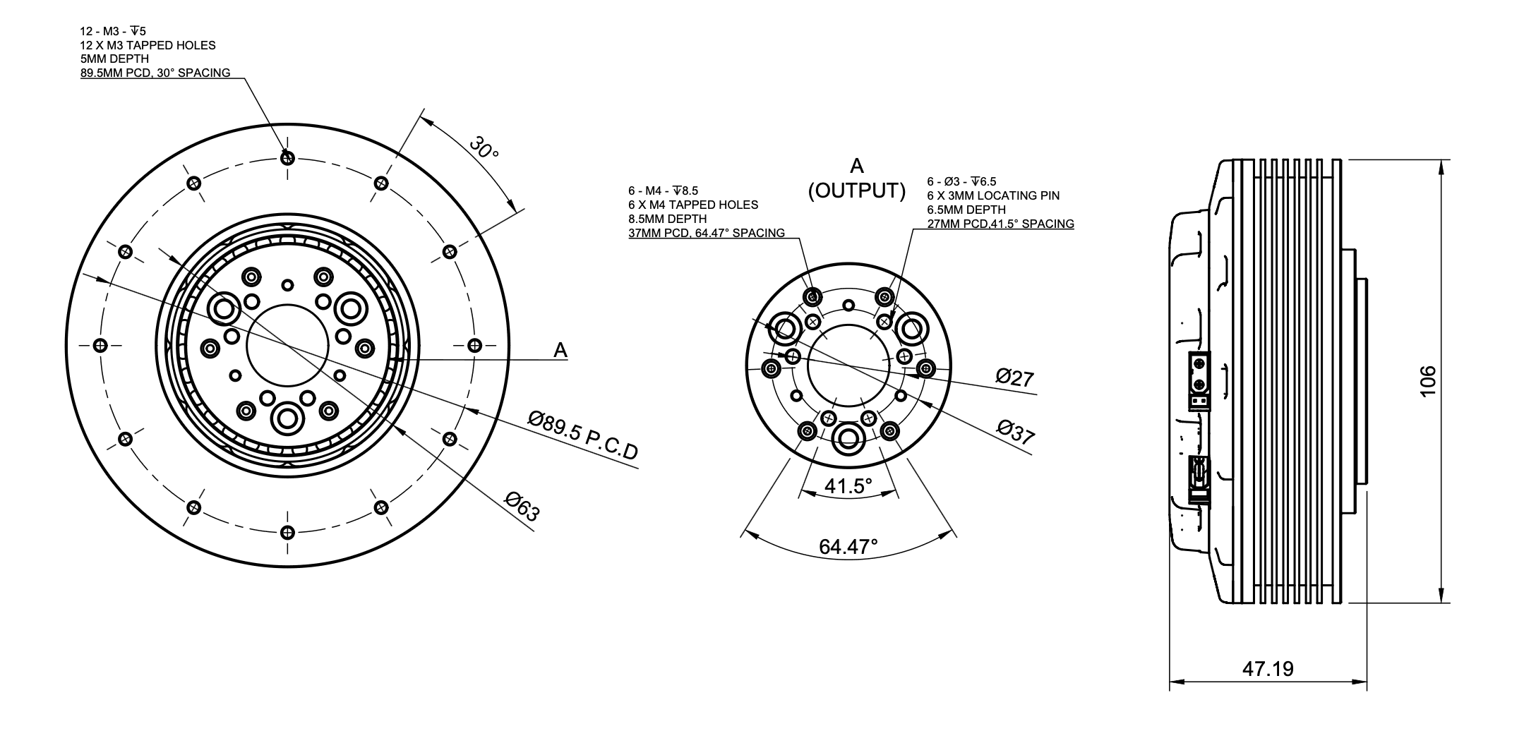 P-50 Planetary Actuator drawings